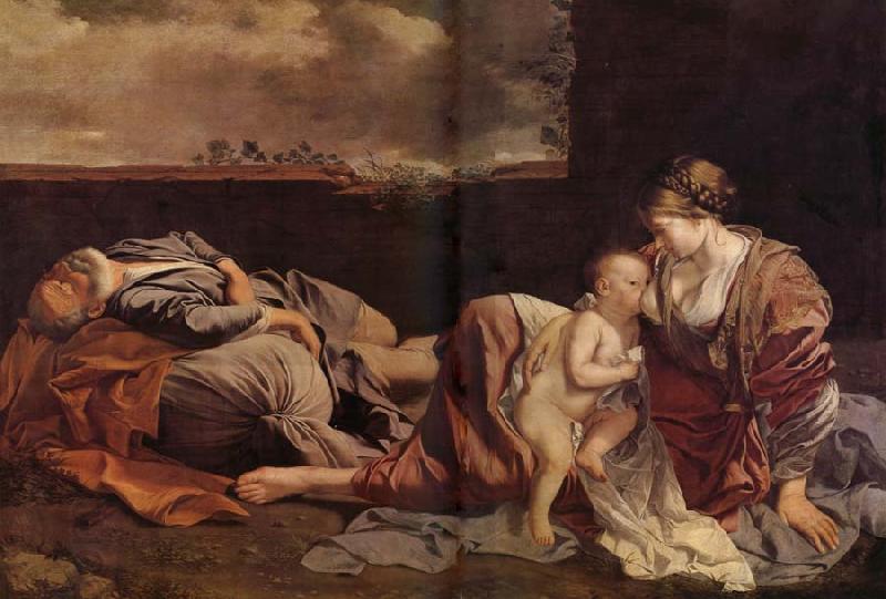 Orazio Gentileschi Le Repos de la Sainte Famille pendant la fuite en Egypte China oil painting art